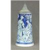 Image 1 : Blue salt glaze stein with pewter lid. Woman