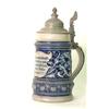 Image 1 : Blue salt-glazed stein. Shield with motto. No