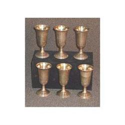 Six sterling silver cordials in a presentatio