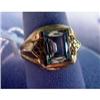 Image 1 : 10k man's ring. Yellow gold with synthetic gemstone. 4.3 grams $65-85