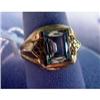 Image 1 : 10k man's ring. Yellow gold with synthetic gemstone. 4.3 grams $65-85