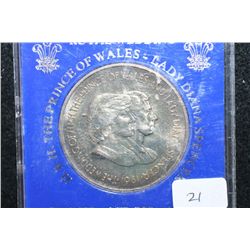 1981 Falkland Islands 50 Pence Foreign Coin; Royal Wedding Coin-The Prince of Wales & Lady Diana Spe