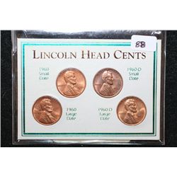 1960 Lincoln Head Cents Set; Lot of 4