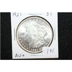 1921 Silver Morgan $1; AU+