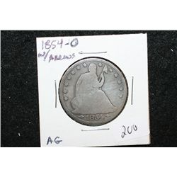 1854-O Seated Liberty Half Dollar W/Arrows; AG