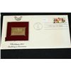 Image 1 : 1982 First Day of Issue 22K Gold Replica Stamp W/Postal Stamp; Christmas 1982 Building a Snowman