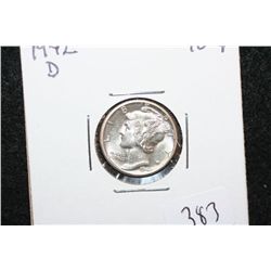 1942-D Mercury Dime; MS62