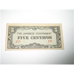 WW2 1940,s 5 CENTAVOS *RARE UNC HIGH GRADE JAPANESE GOVERNMENT*!!