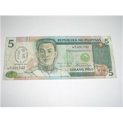 1987 5 LIMANG PISO *PHILIPPINES - REPUBLIKA NG PHILIPINAS*!!