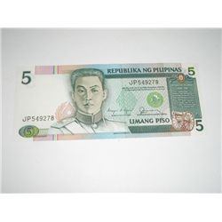 1949 5 LIMANG PISO *RARE UNC HIGH GRADE - PHILIPPINES - REPUBLIKA NG PHILIPINAS*!!