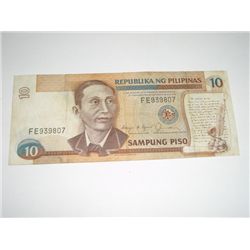 1949 10 SAMPUNG PISO *RARE AU HIGH GRADE - PHILIPPINES - REPUBLIKA NG PHILIPINAS*!!