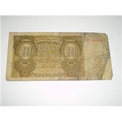 1941 HRVATSKA 10 KUNA *RARE HARD TO FIND NOTE*!!