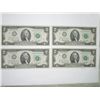 Image 1 : 1976 4 TOTAL CONSECUTIVE SERIAL #'s $2 U.S. BILLS *RARE UNC HIGH GRADE* SERIAL #'s 6058/6059/6060 & 