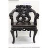 Image 1 : ORNATELY CARVED TEAKWOOD CHAIR - EXC.