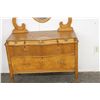 Image 2 : LOVELY BIRDSEYE PRINCESS DRESSER W/ 3 SMALL BENTWOOD BEVELED MIRROR DRAWERS