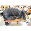 Image 1 : CARVED ART BEAR LAYING ON LOG - APPROX. 150 LBS. - 24" HIGH - 43" LONG - 25" WIDE - WILL NOT SHIP - 