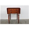 Image 2 : 1860'S GREAT 2 DRAWER CHERRY DROP LEAF STAND W/ TURNED LEGS