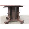 Image 2 : ORIGINAL FINISH 54" SOLID OAK ROUND TABLE W/ 2 LEAVES- UNUSUAL BASE W/ MISSION FLARE