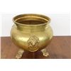 Image 2 : EARLY HAND MADE BRASS FOOTED KETTLE - SIGNED ON BOTTOM - 14" X 12.5"