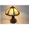 Image 2 : LOVELY 8 PANEL STAG LAMP - HIGHLY DECORATED REDWARE BASE - 18.5" SHADE