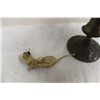 Image 2 : BRONZE BASE W/ HAND PAINTED SHADE - MINOR HAIRLINE ON OUTSIDE OF SHADE ONLY - NEEDS NEW CORD