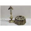 Image 1 : ONE OF THE BEST FILIGREE LAMP EVER W/ SILK LINED SHADE - NEEDS NEW SILK - HIGHLY DECORATED & BEAUTIF