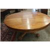 Image 2 : TERRIFIC ROUND OAK TABLE - MASSIVE 66" BASE - SOLID W/ GREAT LION AND FLUTED BASE