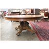 Image 8 : TERRIFIC ROUND OAK TABLE - MASSIVE 66" BASE - SOLID W/ GREAT LION AND FLUTED BASE