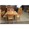 Image 2 : HEYWOOD WAKEFIELD 8 PIECE DINING SET - CHINA SIDEBOARD W/ UNUSUAL TAMBOUR DOOR - CHAMPAGNE FINISH