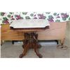 Image 1 : MARBLE LAMP STAND IN WALNUT W/ SHAPED CORNERS