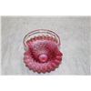 Image 3 : CRANBERRY HOBNAIL OPALESCENT BASKET