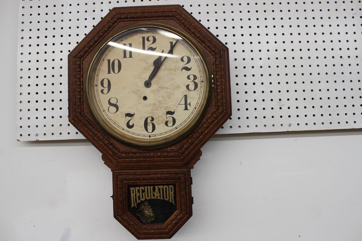 Oak Wall Hanging Regulator Clock By Ingraham Oak Wall Hanging Regulator Clock By Ingraham