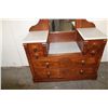 Image 2 : BEAUTIFUL WALNUT DROP CENTER DRESSER W/ MIRROR
