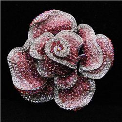 HUGE 4 INCH Swarovski Crystal Rose Brooch