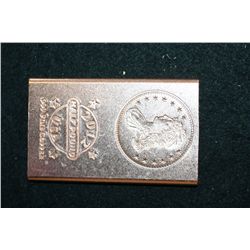 2012 "Liberty Bust" Copper Ingot; .999 Fine Copper Half Pound