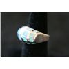 Image 2 : Sterling Silver Ring W/Iridescent Gems in Lattice Pattern