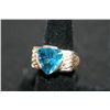 Image 1 : Sterling Silver Ring W/Large Triangular Shaped Blue Gemstone