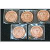 Image 2 : "Liberty Bust" Copper Round; .999 Fine Copper 1 Oz.; Lot of 5