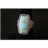 Image 1 : Sterling Silver Ring W/Rectangular Shaped Turquoise Gemstone
