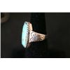 Image 2 : Sterling Silver Ring W/Rectangular Shaped Turquoise Gemstone