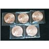 Image 1 : Golden State Mint "1929 $5 Indian Chief Gold Coin" Copper Round; .999 Fine Copper 1 Oz.; Lot of 5