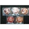 Image 1 : "Liberty Bust" Copper Round; .999 Fine Copper 1 Oz.; Lot of 5