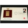 Image 1 : 1982 First Day of Issue 22K Gold Replica Stamp W/Postal Stamp; George Washington 250th Anniversary o