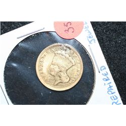 1854 Indian Princess $3 Gold Coin; Repaired; Removed From Jewelry