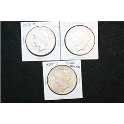 1923-S Peace $1; Lot of 3