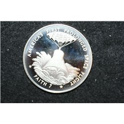 America In Space Sterling Silver Round; America's First Prolonged Space Flight Faith 7 piloted by Go