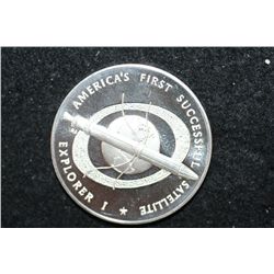 America In Space Sterling Silver Round; America's First Successful Satellite; Explorer I launched by