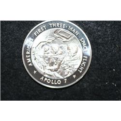 America In Space Sterling Silver Round; America's First 3-Man Flight; Apollo 7 piloted by Walter Sch