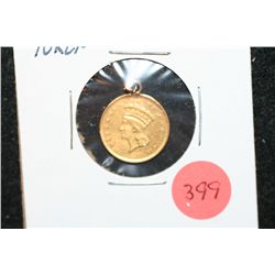 Indian Princess $1 Gold Coin "Love Token" W/Charm Loop