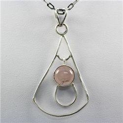 17.ctw Rose Quartz Silver Pendant